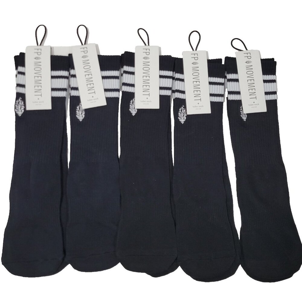 Free People Movement FP Tube Socks Lucky Honey Logo Black White NEW $90-LOT OF 5